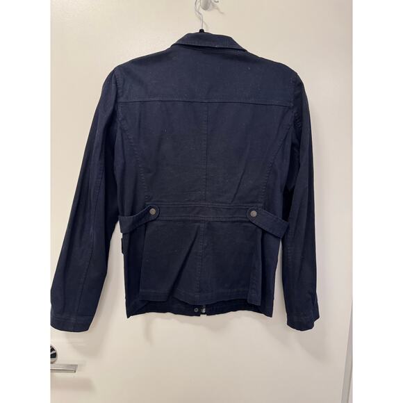 Ann Taylor LOFT Size Small Navy Safari Utility Style Cotton Preppy Casual Jacket - Picture 2 of 5